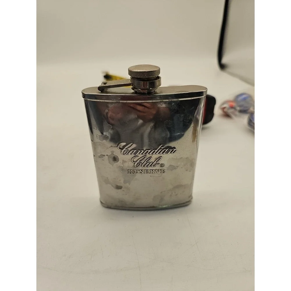 Canadian Club Reserve Flask Stainless‎ Steel Hip Flask Flask Vintage